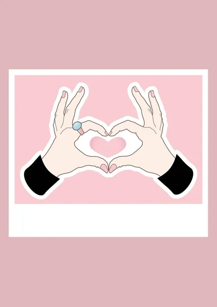 Εικονογράφηση Των Χεριών Γύρω Από Ροζ Καρδιά Αντίγραφο Χώρου Ροζ — Φωτογραφία Αρχείου