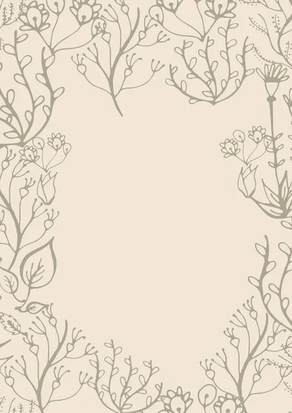 Ilustrace Zeleného Květinového Designu Kopírovacím Prostorem Smetanovém Pozadí Příroda Psaní — Stock fotografie