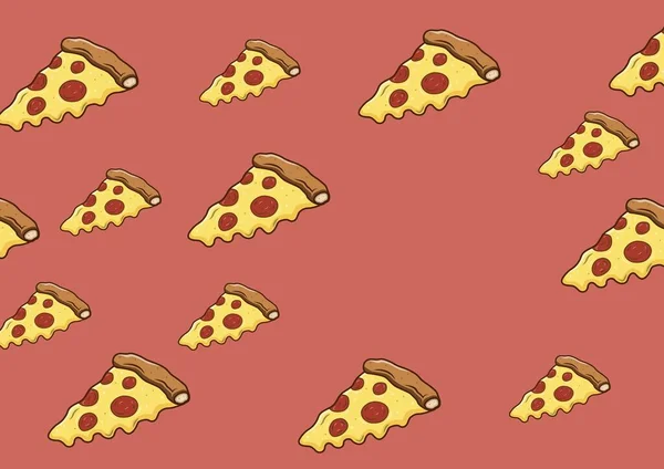 Ilustración Múltiples Rebanadas Pizza Sobre Fondo Naranja Copia Espacio Comida —  Fotos de Stock