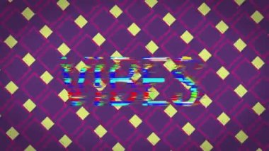 Hareket eden ve değişen rengarenk kareler üzerinde titreşimlerin canlandırılması. dijital arayüz video oyunu konsepti dijital olarak oluşturuldu.