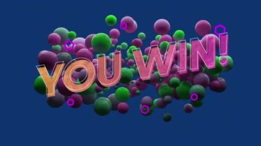 Sendeki animasyon, birden fazla yeşil ve mor topun üzerinden metin kazandı. dijital arayüz video oyunu konsepti dijital olarak oluşturuldu.