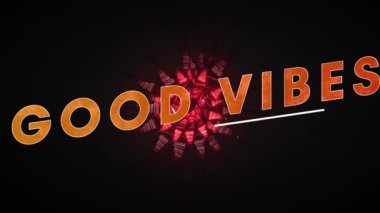 Değişen ve el sallayan kırmızı soyut şekiller üzerinden iyi titreşimlerin animasyonu. dijital arayüz video oyunu konsepti dijital olarak oluşturuldu.