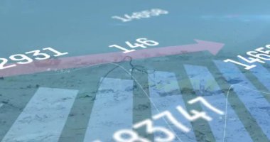 Çoklu değişen sayının dijital kompozit videosu ve çöplüğe karşı istatistiksel veri işleme. finans ve ekonomi kavramı