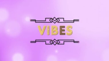 Neon titreşimlerin dijital animasyonu mor arkaplandaki beyaz ışık noktalarıyla karşılaştırılıyor. bilgisayar arayüzü ve tipografi kavramı