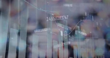 Çoklu değişen sayıların ve istatistiksel veri işlemenin dijital kompozit videosu. küresel finans ve teknoloji kavramı