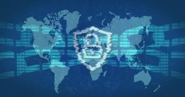 Cyber Λουκέτο Ασφαλείας Και Αλυσίδα Κατά Παλλόμενη Κύκλους Πάνω Από — Αρχείο Βίντεο