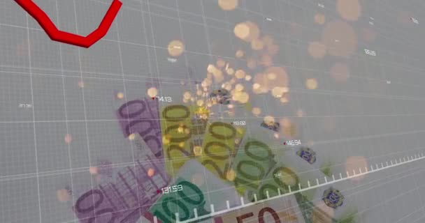 Rote Grafik Die Sich Über Das Netz Bewegt Gegen Euro — Stockvideo