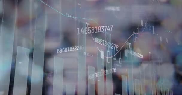 Digitale Samengestelde Video Van Meerdere Veranderende Nummers Statistische Gegevensverwerking Globaal — Stockvideo