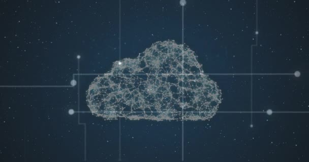 Cloud Icon Network Connections Light Trails Blue Background Cloud Data — Stock Video