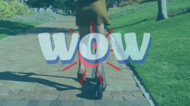 Vay canına, mobiletin tekerleğini ayarlayan Afrikalı Amerikalı kadına karşı mesaj ve soyut şekiller. dijital arayüz ve tipografi kavramı