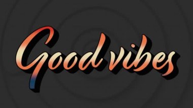 Titreşimli gri daireler üzerinde gradyan turuncuyla iyi titreşimlerin animasyonu. Retro video oyunu konsepti dijital olarak oluşturuldu.