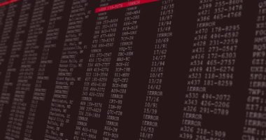 Gri ve kırmızı bilgisayar ekranında veri işleme animasyonu. küresel teknoloji, programlama ve hesaplama konsepti dijital olarak oluşturulmuş video.