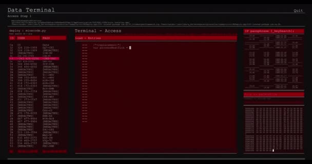 Animación Del Procesamiento Datos Pantallas Rojas Tecnología Global Procesamiento Datos — Vídeo de stock