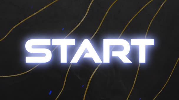 Animation Start Glowing Text Gold Lines Black Background Retro Video — Stock Video