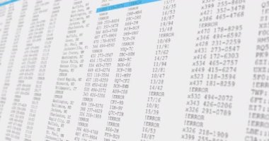 Beyaz ve mavi bilgisayar ekranında veri işleme animasyonu. küresel teknoloji, programlama ve hesaplama konsepti dijital olarak oluşturulmuş video.