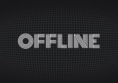 Siyah arkaplandaki ızgara ağına karşı çevrimdışı metnin dijital olarak oluşturulmuş görüntüsü. internet arayüzü şablon tasarımı kavramı