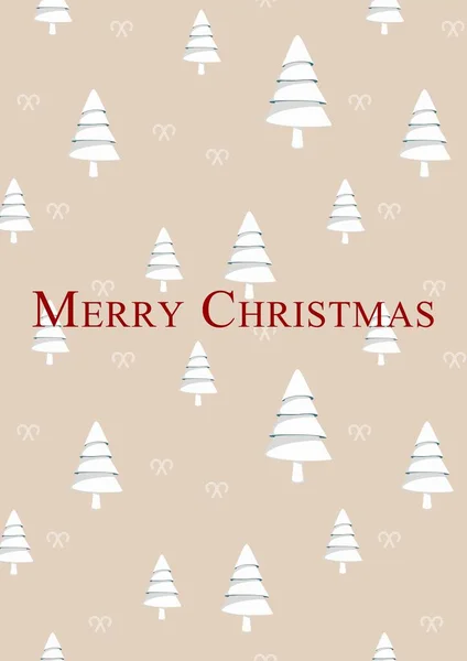 Digitaal Gegenereerde Afbeelding Van Vrolijke Kersttekst Tegen Kerstbomen Gele Achtergrond — Stockfoto
