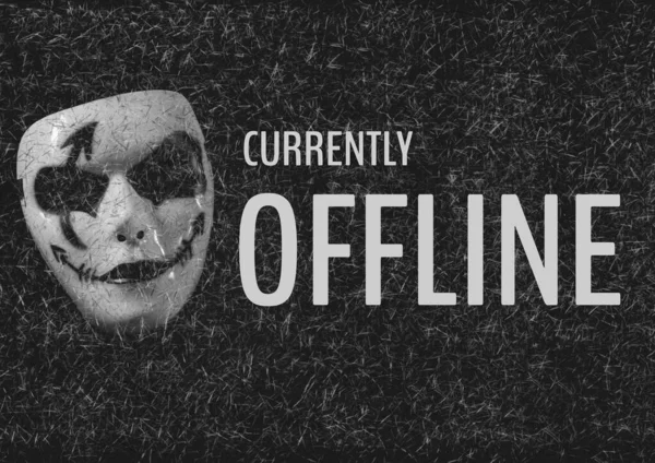 Imagem Gerada Digitalmente Texto Atualmente Offline Contra Máscara Facial Fundo — Fotografia de Stock