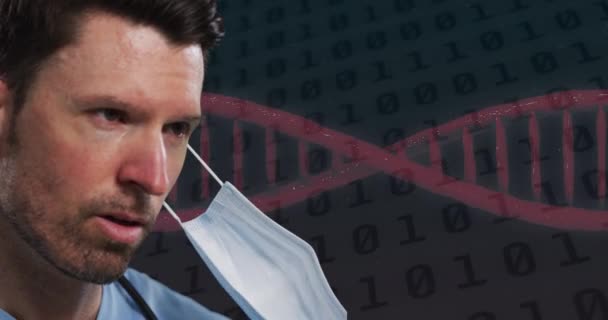Kafkas Erkek Doktor Dna Yapısının Dönüşüne Ikili Kodlama Veri Işlemesine — Stok video
