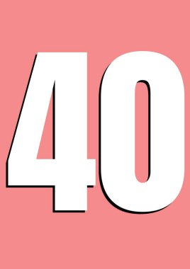 Pembe arkaplana karşı 40 sayılı metin dijital olarak oluşturuldu. Doğum günü kartı şablonu tasarımı kavramı