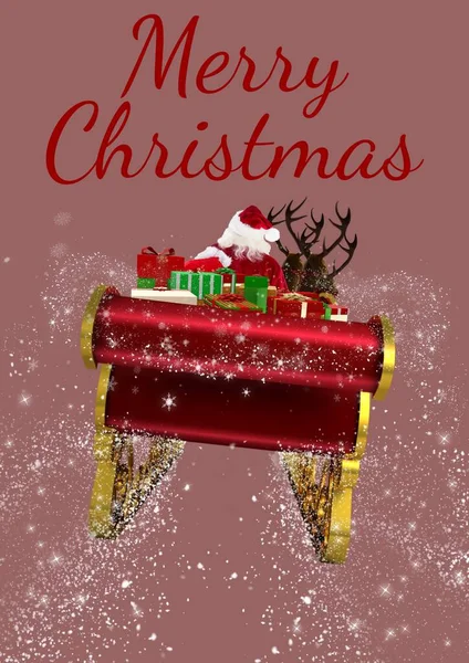 Digitally Generated Image Merry Christmas Text Santa Claus Sleigh Pink — Stock Photo, Image