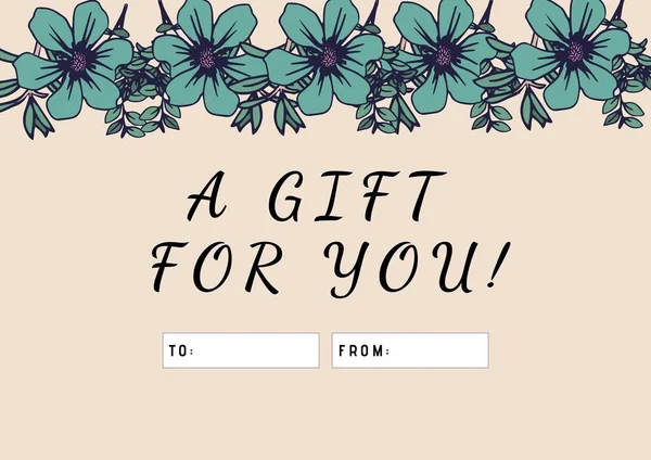 Digital Generiertes Bild Eines Geschenks Für Ihren Text Und Florales — Stockfoto