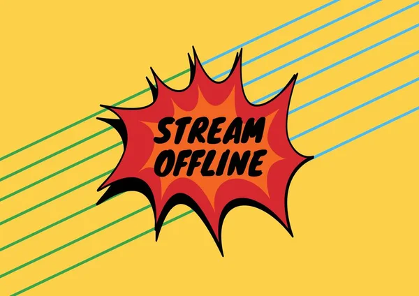Digitales Bild Des Offline Streams Auf Sprechblase Vor Gelbem Hintergrund — Stockfoto