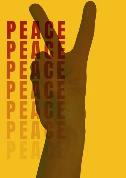 Digitally Generated Image Peace Text Peace Sign Silhouette Yellow Background — Stock Photo, Image