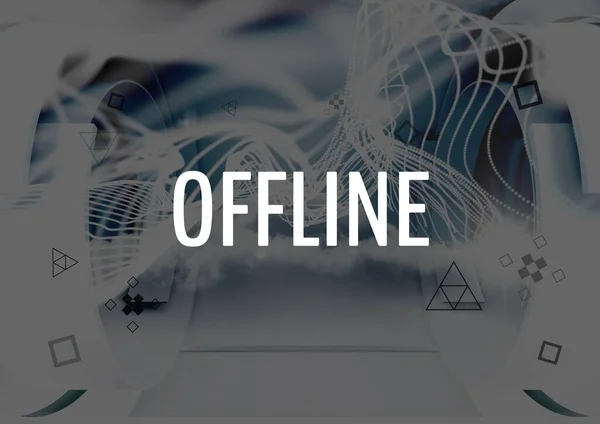 Digitales Bild Von Offline Gegen Abstrakte Formen Auf Blauem Hintergrund — Stockfoto