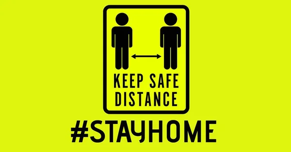 Illustration Keep Safe Distance Stay Home Text Two Black People — Stock Photo, Image