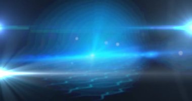 Mavi parlayan ışıklarla bağlantı ağının animasyonu. dijital arayüz, bağlantı ve iletişim konsepti dijital olarak oluşturulmuş video.