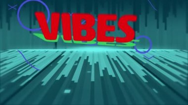 Yeşil arkaplan hareket eden ışık izlerine karşı titreşimlerin dijital animasyonu. bilgisayar arayüzü ve tipografi kavramı