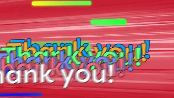 Digital Animation Thank You Text Light Trails Red Background Computer — Stock Video