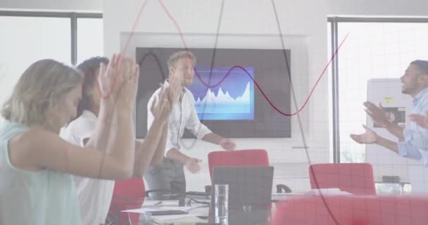 Financial Data Processing Group Office Colleagues High Fiving Each Other — Stock Video