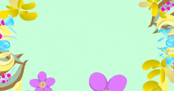 Animation Spinning Circle Spring Flowers Light Blue Background Easter Celebration — Stock video