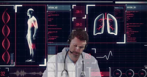 Interfaccia Digitale Con Elaborazione Dei Dati Medici Contro Ritratto Del — Video Stock