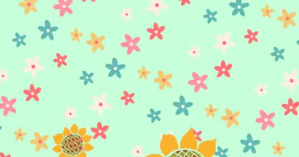 Animation Spinning Spring Flowers Light Blue Background Easter Celebration Springtime — Stock Video