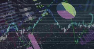 Animation of financial data processing and statistics recording on grid in background. global finances, business and connection concept digitally generated video.