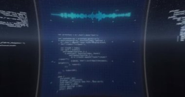 Koyu mavi arkaplanda 6G metin, veri işleme ve küre animasyonu. Dijital olarak oluşturulan bağlantı ve teknoloji ağı.