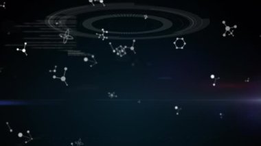 Koyu yeşil arka planda DNA iplikçiklerinin dönmesi ve veri işleme animasyonu. küresel bilim, araştırma ve teknoloji konsepti dijital olarak üretilen video.