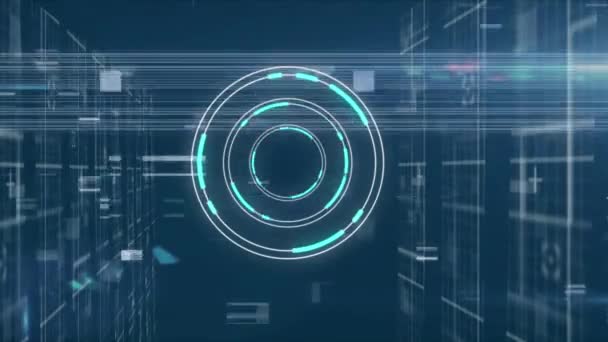 Szkennelés Adatfeldolgozás Animációja Számítógép Képernyőjén Digitális Interfész Globális Technológia Hálózatépítési — Stock videók