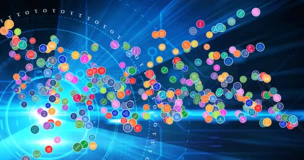 Animation Réseau Connexions Avec Des Icônes Numériques Sur Numérisation Portée — Video