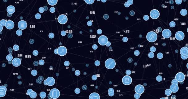 Animation Réseau Connexions Avec Des Icônes Numériques Technologie Globale Interface — Video