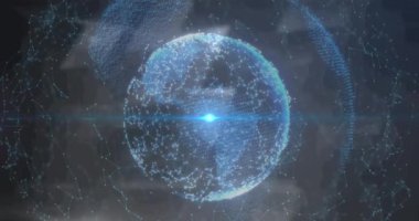Animation of glowing globe with network of connections. digital interface, global technology and connection concept digitally generated video.