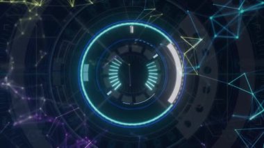 Kapsam taraması animasyonu ve şebekedeki bağlantı ağları. dijital arayüz, küresel teknoloji ve dijital olarak oluşturulan ağ konsepti.