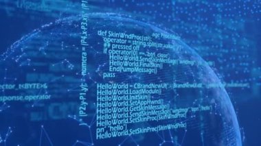 Mavi arkaplanda dünya çapında bağlantı ve veri işleme ağının animasyonu. dijital arayüz, küresel teknoloji ve bağlantı konsepti dijital olarak oluşturulmuş video.