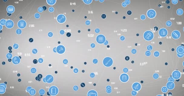 Animation Des Netzwerks Von Verbindungen Mit Digitalen Symbolen Globale Technologie — Stockvideo