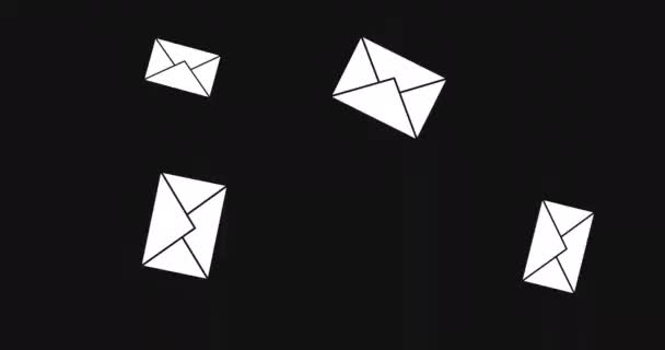 Animatie Van Mail Enveloppe Pictogrammen Gegevensverwerking Het Computerscherm Achtergrond Digitale — Stockvideo