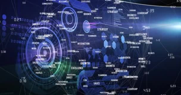 Animação Rede Conexões Com Palavras Digitais Sobre Processamento Dados Segundo — Vídeo de Stock