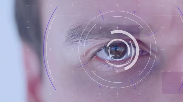 Animation Scope Scanning Data Processing Man Eye Digital Interface Identity — Stock video